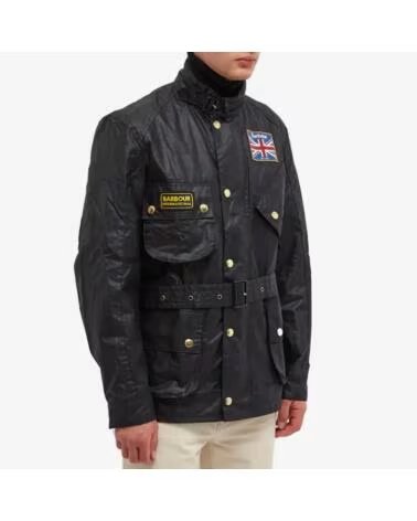 CASACO ENCERADO BARBOUR INTERNATIONAL UNION JACK BLACK