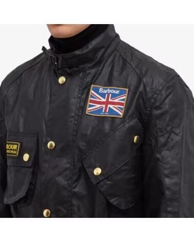 CASACO ENCERADO BARBOUR INTERNATIONAL UNION JACK BLACK