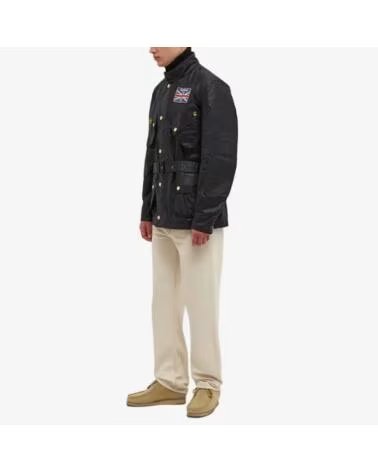 CASACO ENCERADO BARBOUR INTERNATIONAL UNION JACK BLACK