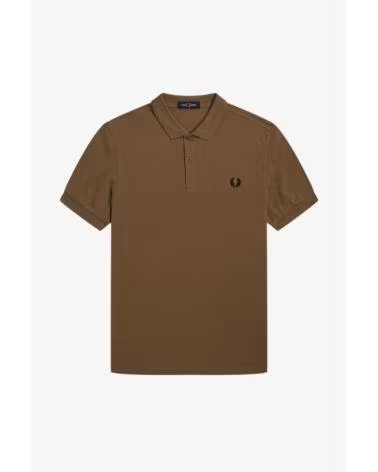 FRED PERRY SLIM FIT EINFARBIGES POLO SCHATTIERTES BRAUN UND SCHWARZ BROWN