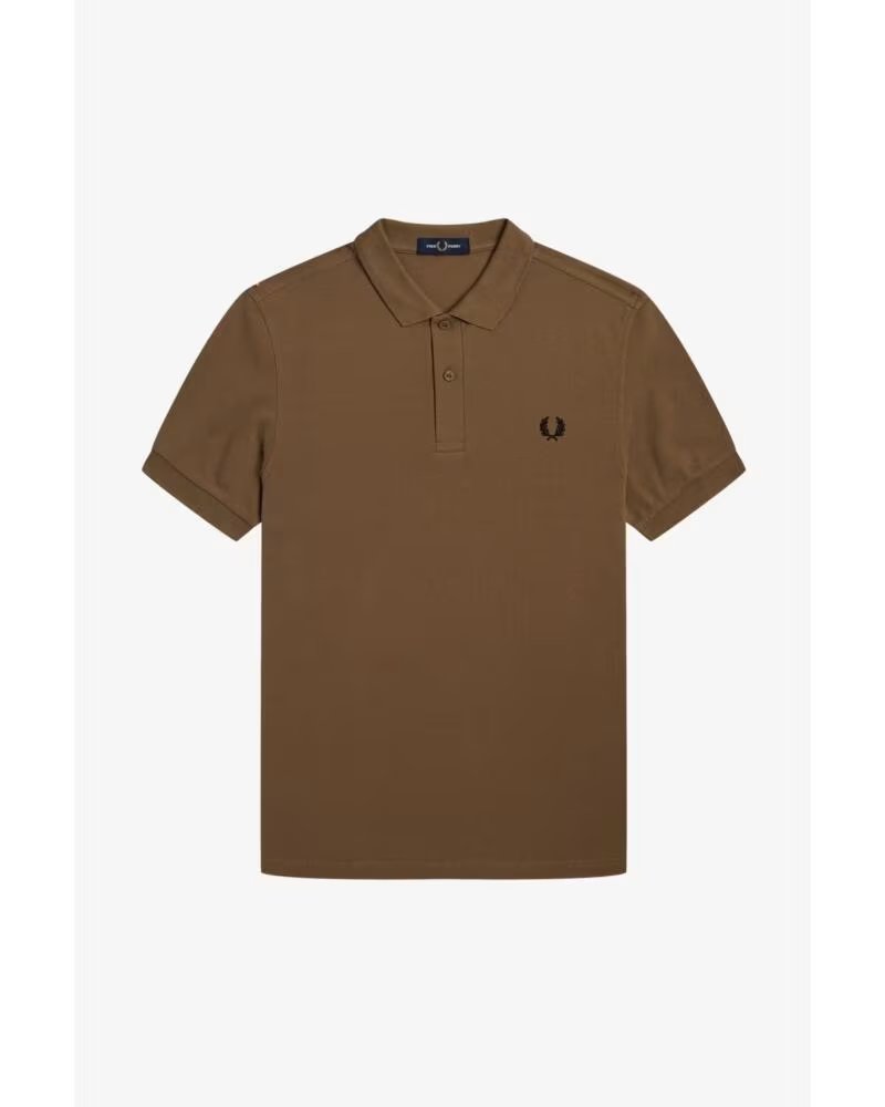 FRED PERRY SLIM FIT EINFARBIGES POLO SCHATTIERTES BRAUN UND SCHWARZ BROWN