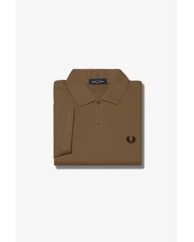 FRED PERRY SLIM FIT EINFARBIGES POLO SCHATTIERTES BRAUN UND SCHWARZ BROWN
