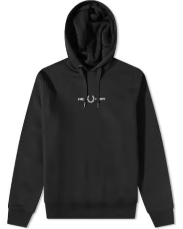 SWEAT-SHIRT À CAPUCHE BRODÉ FRED PERRY M4728 NOIR BLACK