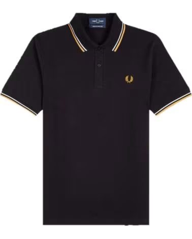 FRED PERRY REISSUES ORIGINAL TWIN TIPPED POLO NEGRO - AZUL PASTEL ORO RIAD NAVY