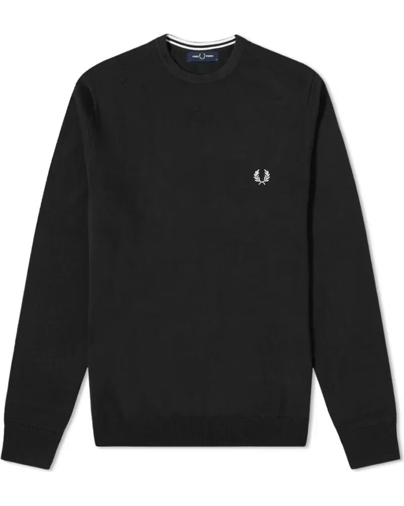 FRED PERRY CLASSIC CREW NECK PULLOVER SCHWARZ BLACK