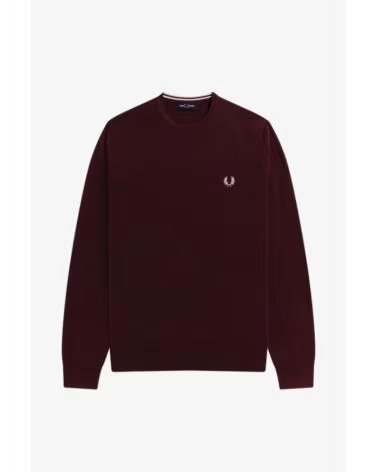 FRED PERRY PULL CLASSIQUE COL ROND OXBLOOD BURGUNDY