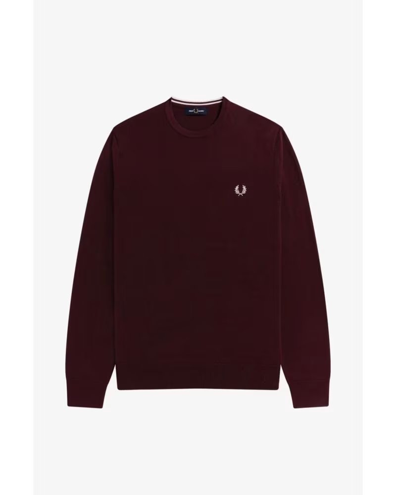 FRED PERRY PULL CLASSIQUE COL ROND OXBLOOD BURGUNDY