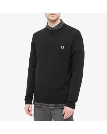 FRED PERRY CLASSIC CREW NECK PULLOVER SCHWARZ BLACK