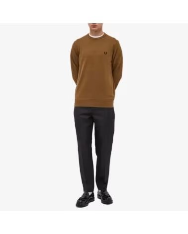 FRED PERRY MAGLIONE CLASSICO GIROCOLLO MARRONE BROWN