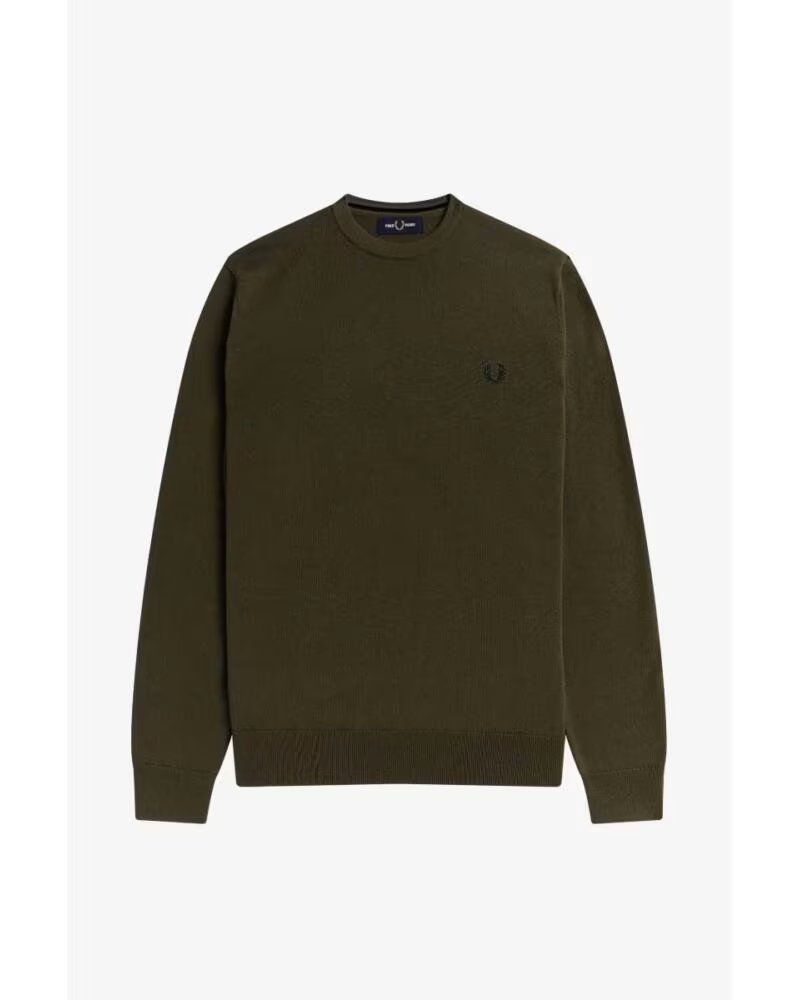 FRED PERRY MAGLIONE CLASSICO CON GIROCOLLO VERDE MILITARE DARK GREEN