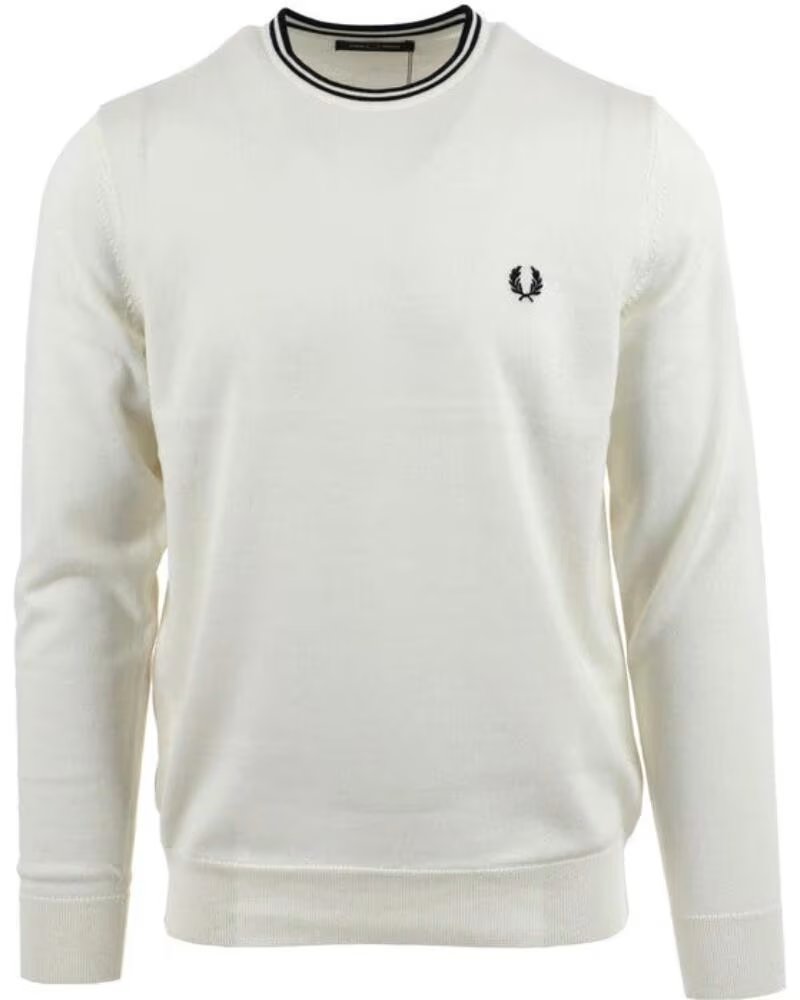 PULL CLASSIQUE FRED PERRY CLASSIC CREW NECK SNOW WHITE BLACK