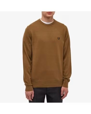 FRED PERRY MAGLIONE CLASSICO GIROCOLLO MARRONE BROWN