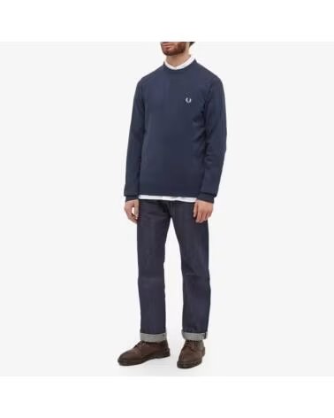 FRED PERRY PULL CLASSIQUE COL ROND SHADED NAVY