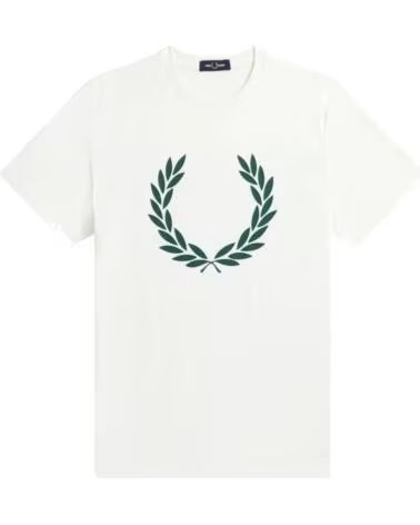 FRED PERRY LAUREL WREATH PRINT T-SHIRT WEISS GRÜN WHITE