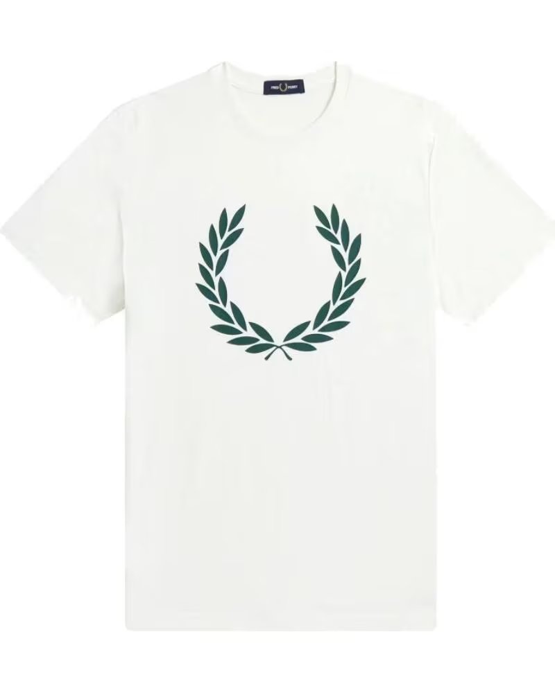 FRED PERRY LAUREL WREATH PRINT T-SHIRT WEISS GRÜN WHITE