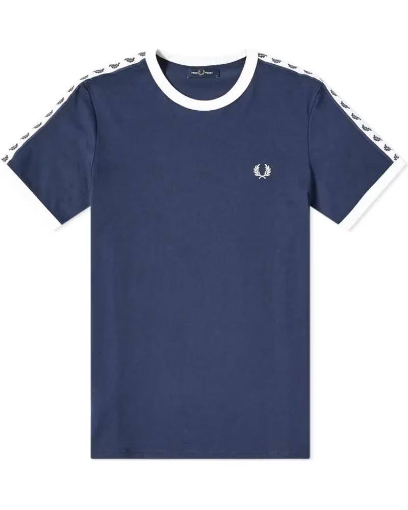 T-SHIRT FRED PERRY TAPED RINGER M4620 CARBON BLUE NAVY