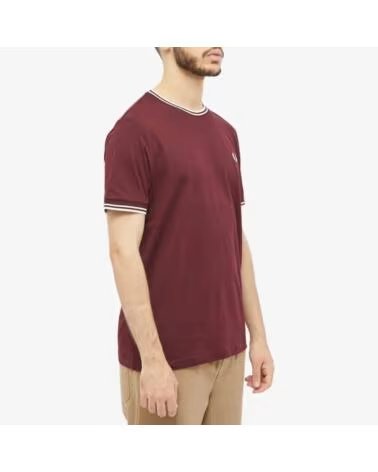 FRED PERRY TWIN TIPPED T-SHIRT OXBLOOD BURGUNDY