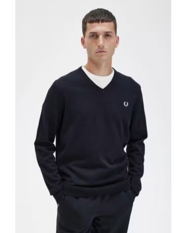 FRED PERRY CLASSIC V NECK JUMPER NOIR BLACK