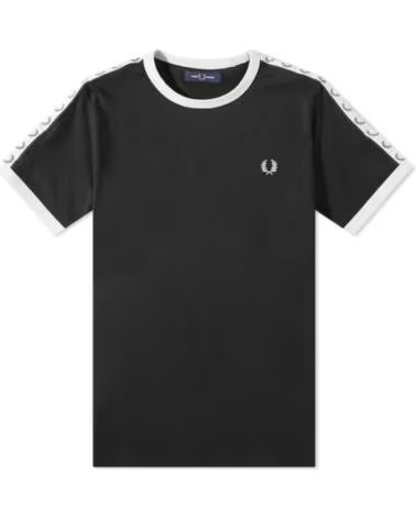 T-SHIRT FRED PERRY TAPED RINGER M4620 BLACK