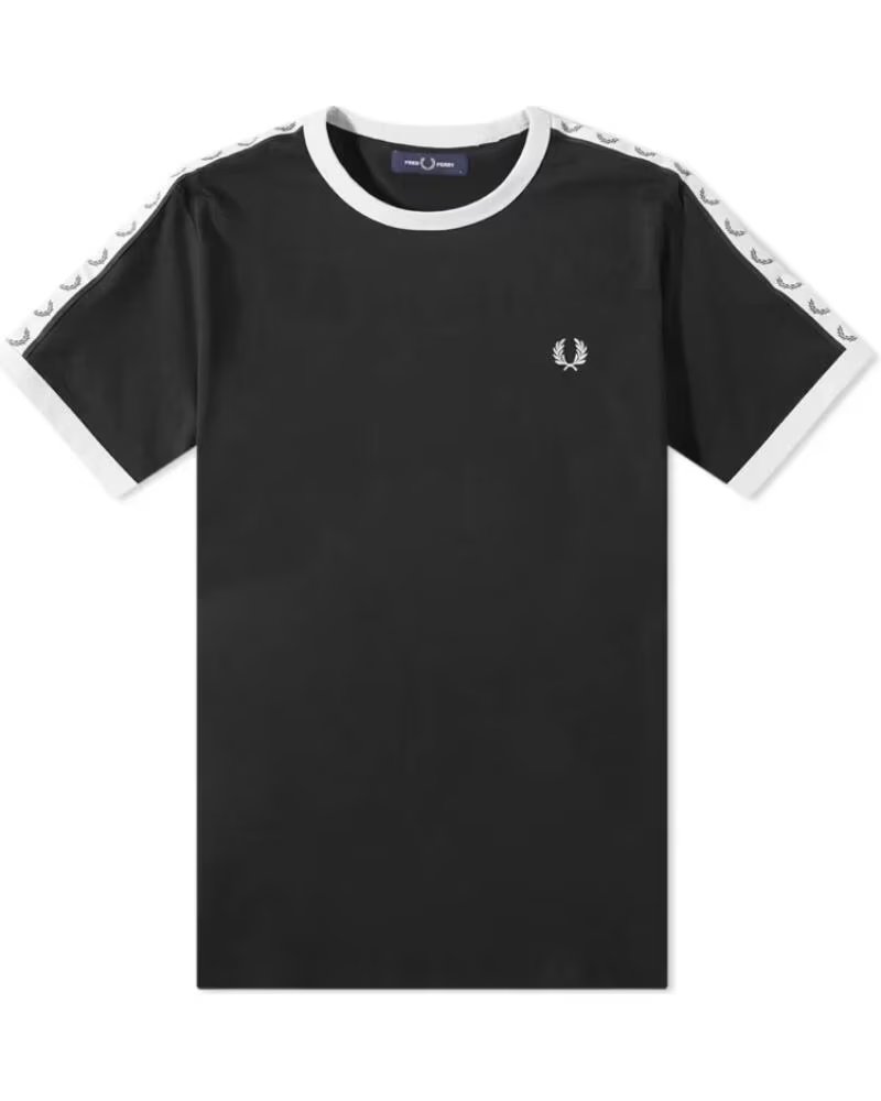 T-SHIRT FRED PERRY TAPED RINGER M4620 BLACK