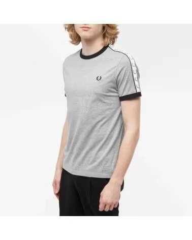 FRED PERRY TAPED RINGER T-SHIRT M4620 GRIS GREY