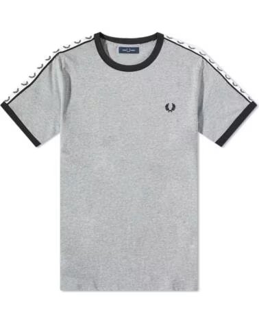 FRED PERRY TAPED RINGER T-SHIRT M4620 GRIS GREY