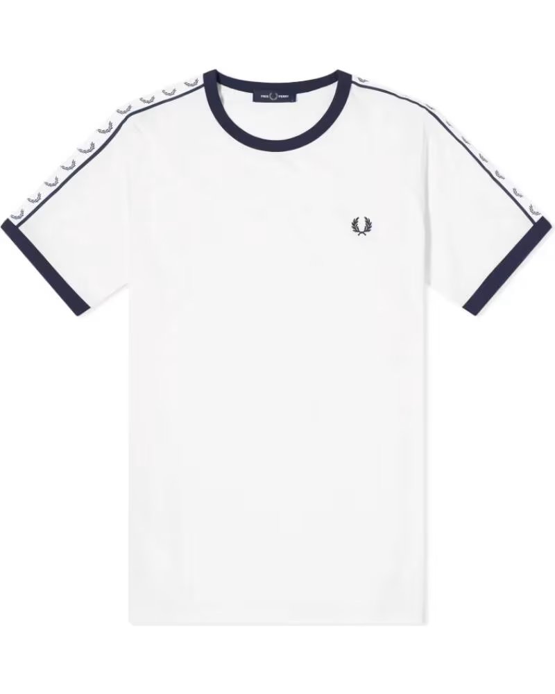 FRED PERRY TAPED RINGER T-SHIRT M4620 BLANC WHITE