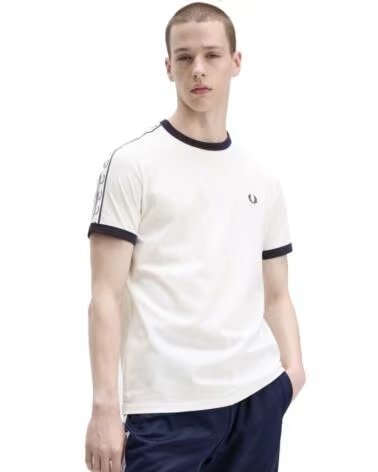 FRED PERRY TAPED RINGER T-SHIRT M4620 BLANC WHITE