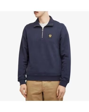 BELSTAFF FELPA CON ZIP A UN QUARTO DARK INK NAVY
