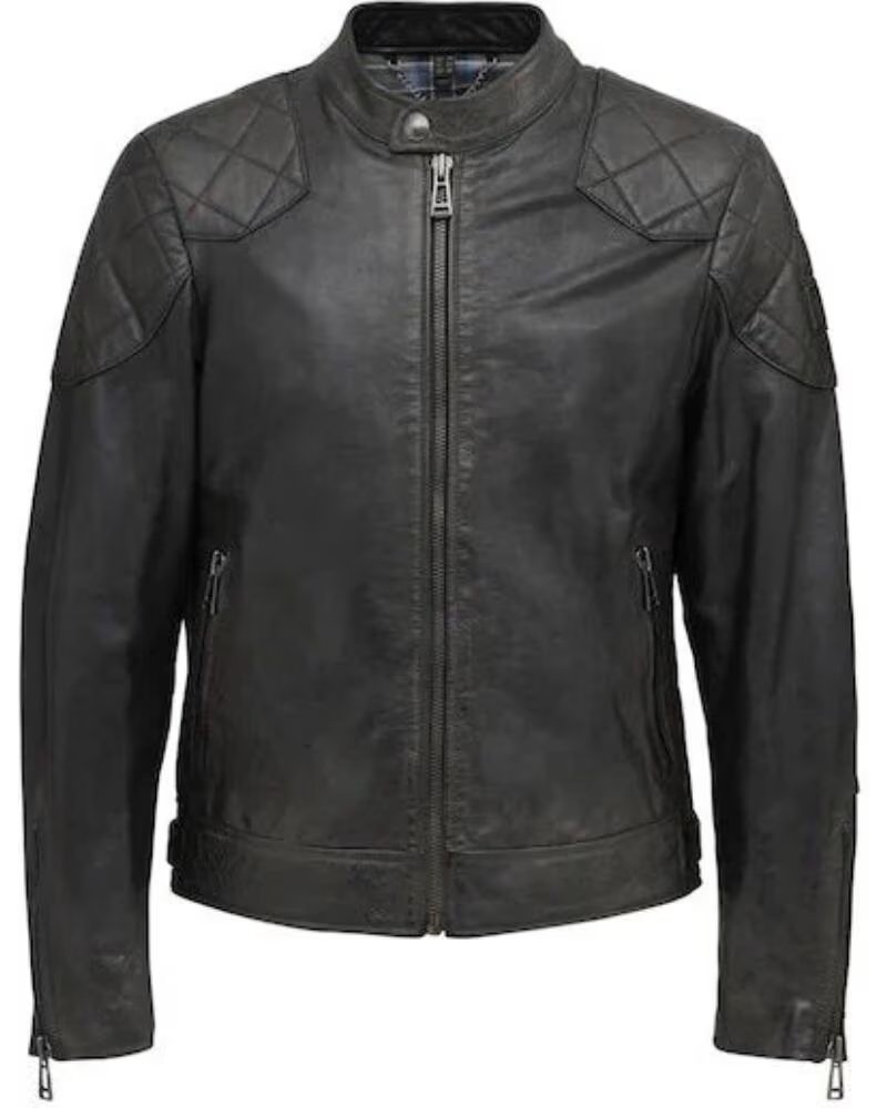 BELSTAFF BELSTAFF CHAQUETA OUTLAW DE PIEL ENCERADA A MANO NEGRA BLACK