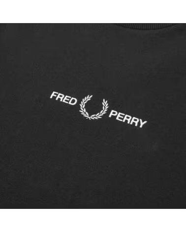 SUDADERA BORDADA M4727 BLACK NEGRO FRED PERRY