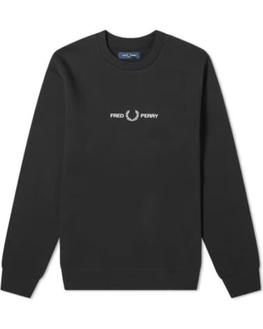 SUDADERA BORDADA M4727 BLACK NEGRO FRED PERRY