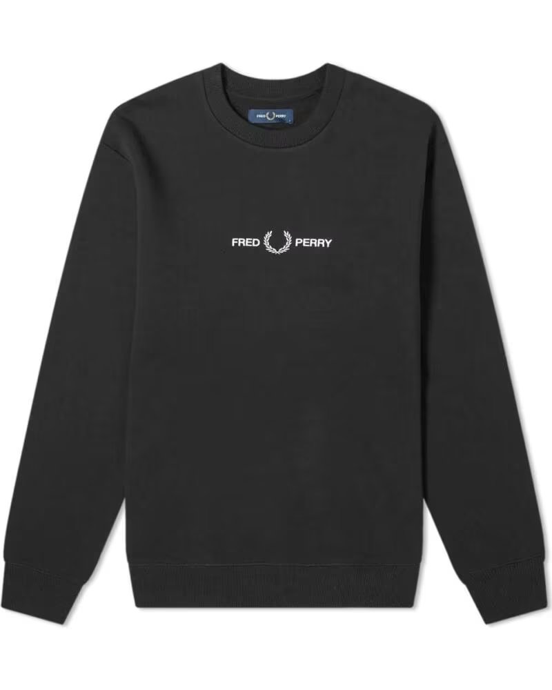 SUDADERA BORDADA M4727 BLACK NEGRO FRED PERRY