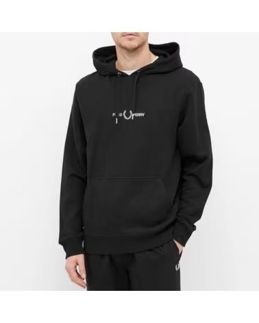 SWEAT-SHIRT À CAPUCHE BRODÉ FRED PERRY BLACK