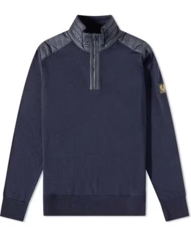 PULL BELSTAFF KILMINGTON QUART ZIPPÉ EN LAINE MÉRINOS BLEU MARINE NAVY