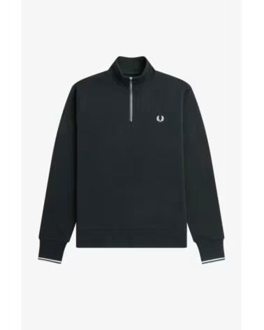 SUDADERA FRED PERRY HALF ZIP NIGHT GREEN DARK