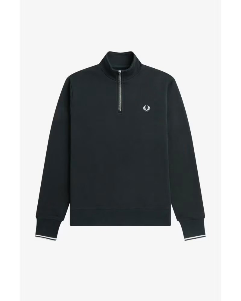 SUDADERA FRED PERRY HALF ZIP NIGHT GREEN DARK