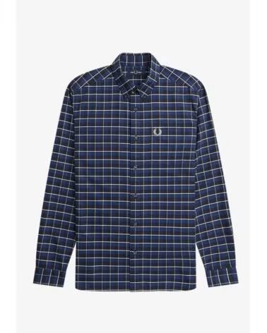 FRED PERRY CHEMISE OXFORD À CARREAUX BLEU MARINE NAVY