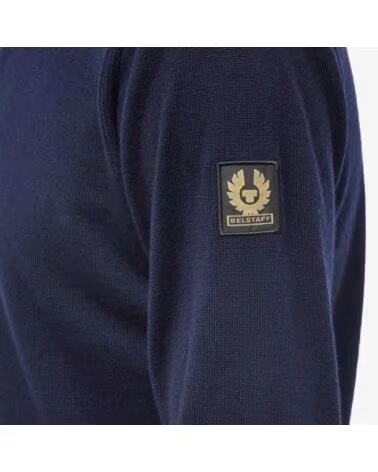 PULL BELSTAFF KILMINGTON QUART ZIPPÉ EN LAINE MÉRINOS BLEU MARINE NAVY