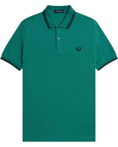 FRED PERRY SLIM FIT TWIN TIPPED POLO DEEP MINT BLACK LIGHT GREEN