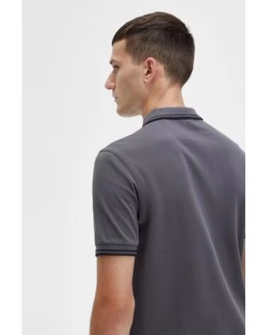 POLO SLIM FIT TWIN TIPPED FRED PERRY GUNMETAL BLACK GREY