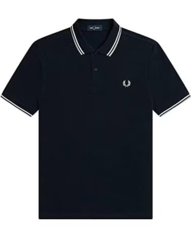 FRED PERRY SLIM FIT TWIN TIPPED POLO NAVY SNOW WHITE MAR GRASS