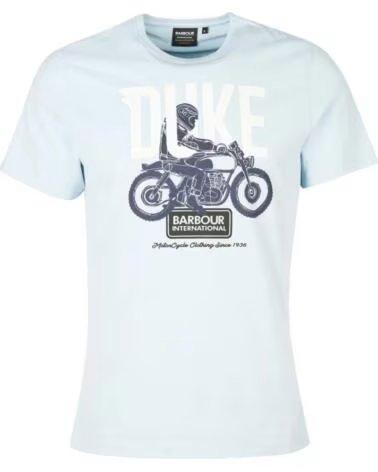 T-SHIRT BARBOUR INTERNATIONAL THRIFT GRAPHIC PRINT PALE SKY LIGHT BLUE