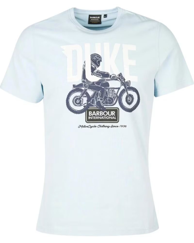 T-SHIRT BARBOUR INTERNATIONAL THRIFT GRAPHIC PRINT PALE SKY LIGHT BLUE