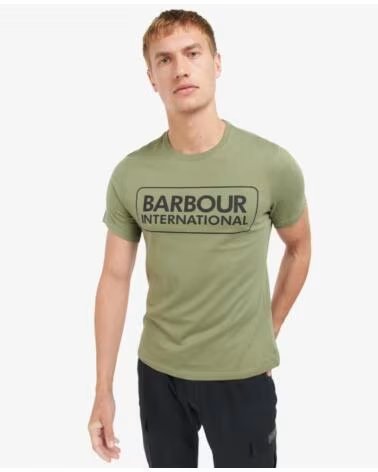 T-SHIRT BARBOUR INTERNATIONAL ESSENTIAL LARGE LOGO LIGHT MOSS SAGE GREEN