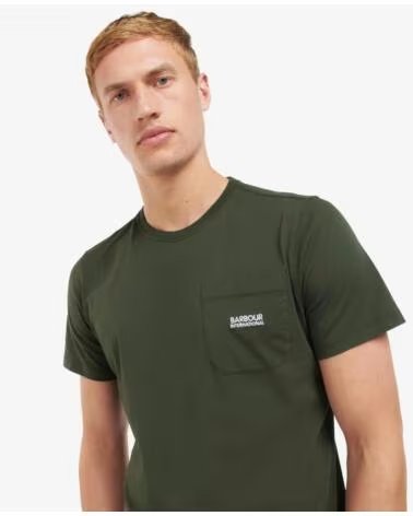 T-SHIRT BARBOUR INTERNATIONAL RADOK AVEC POCHE DARK GREEN