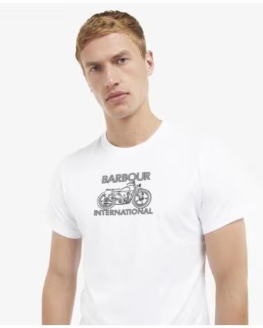T-SHIRT BARBOUR INTERNATIONAL LENS GRAPHIC-PRINT WHITE