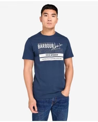 T-SHIRT BARBOUR INTERNATIONAL BARRY GRAPHIC AVEC IMPRIMÉ STEVE MCQUEEN NAVY