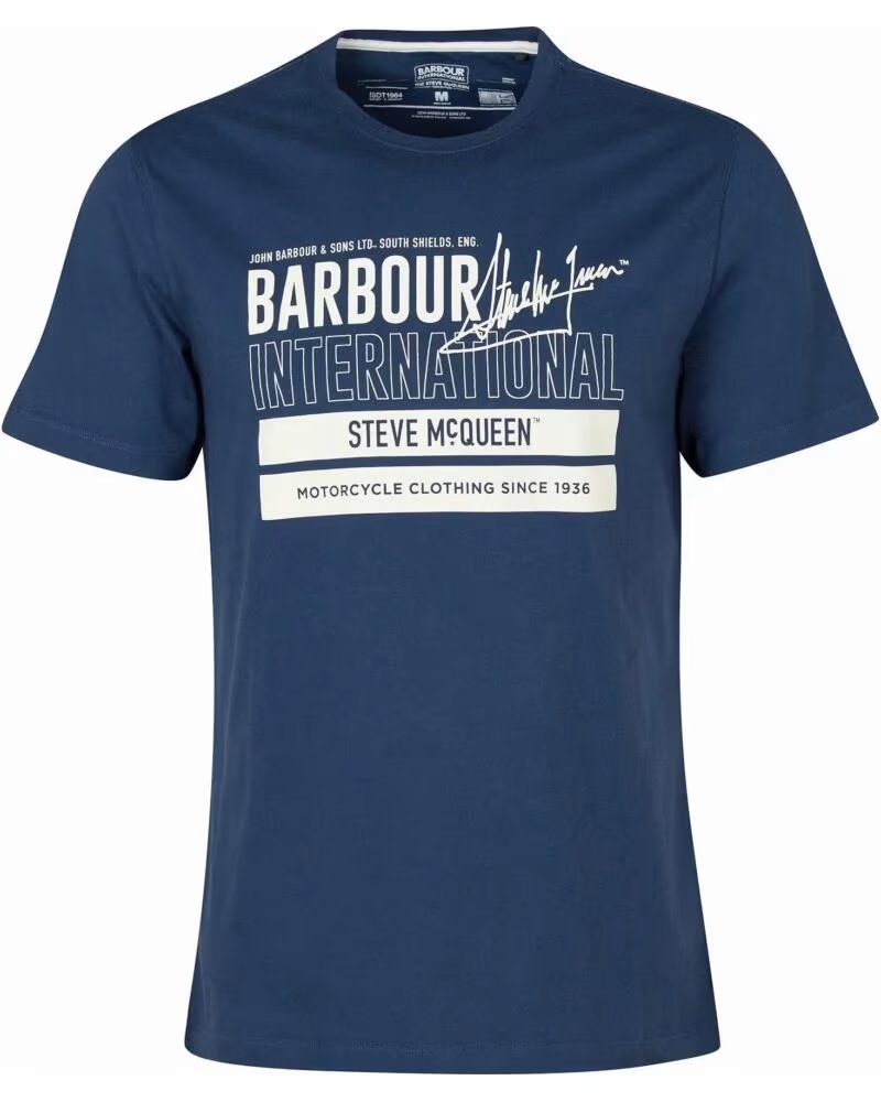 T-SHIRT BARBOUR INTERNATIONAL BARRY GRAPHIC AVEC IMPRIMÉ STEVE MCQUEEN NAVY