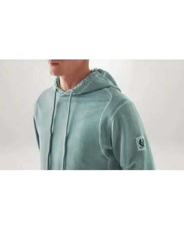 SWEAT À CAPUCHE BELSTAFF GAUGE GARMENT DYE MOLLETON LÉGER STEEL GREEN LIGHT